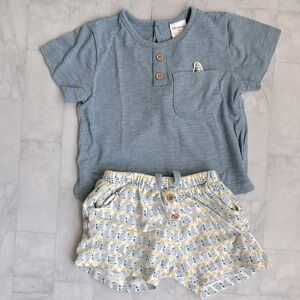 Tutto Piccolo Blue & Yellow Fish Print Shorts Set for Baby Boys